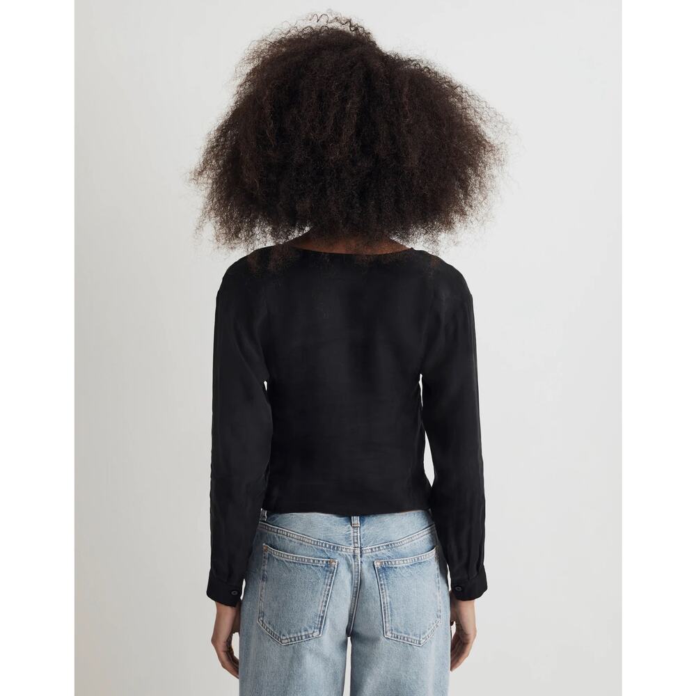 Madewell Black Brushed Ruched-Front Top NWT Size Small - Picture 5 of 11
